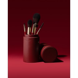 Набір пензлів для макіяжу в тубусі (бордовий) WOW